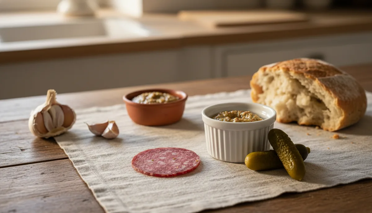 סלמי שום וחרדל – נקניק מיובש תוצרת בית